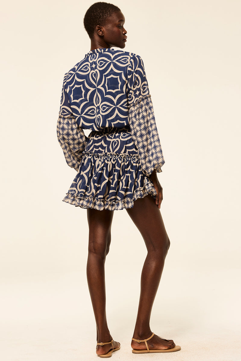 Misa Elisabetta Dress in Blue Mosaic Tile