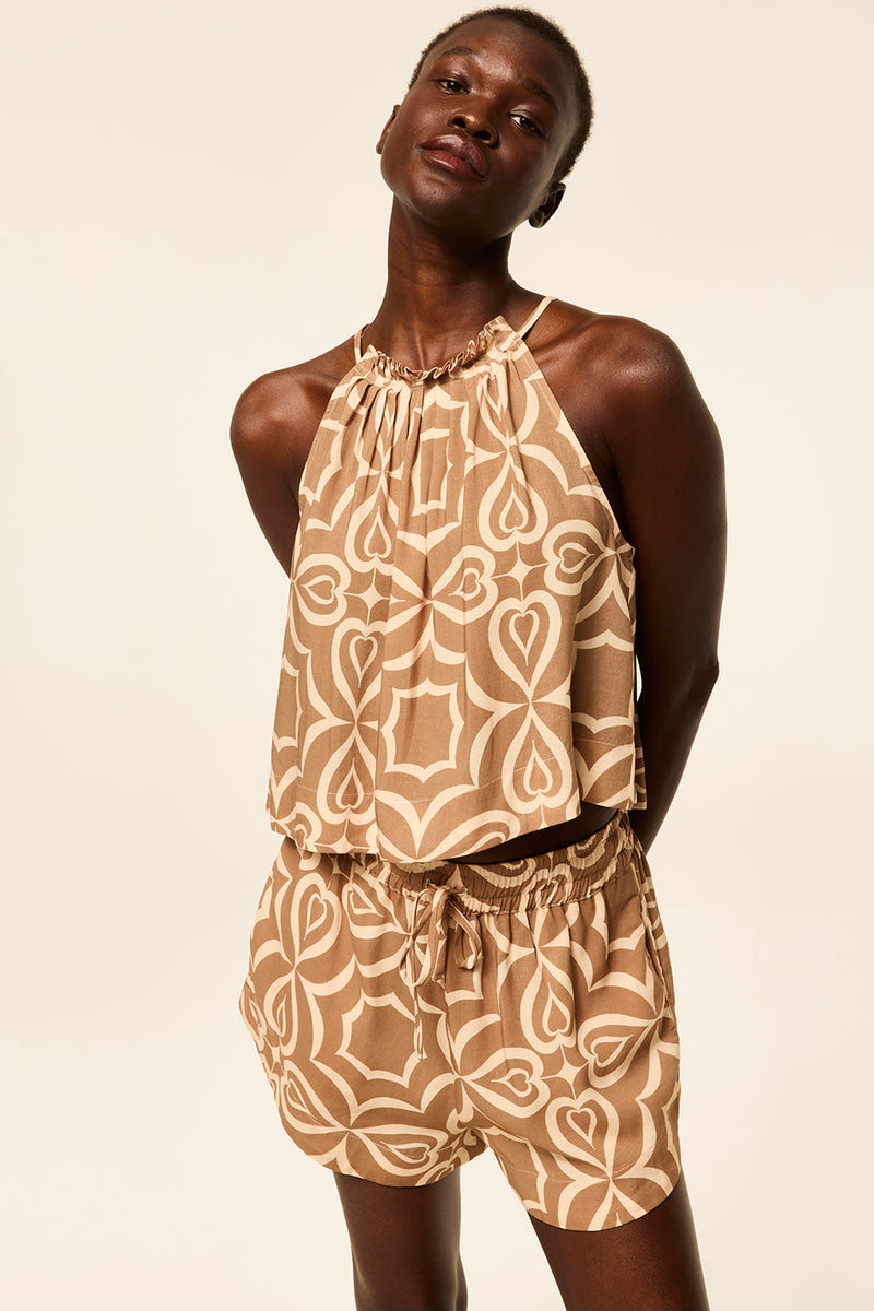 Misa Noah Shorts in Caramel Mosaic Tile