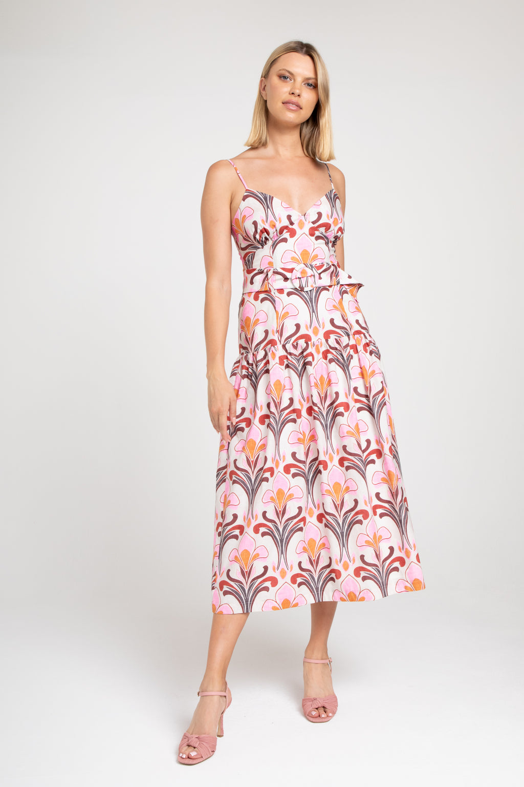 Lavender Brown Annabelle Dress in Ivory/Pink