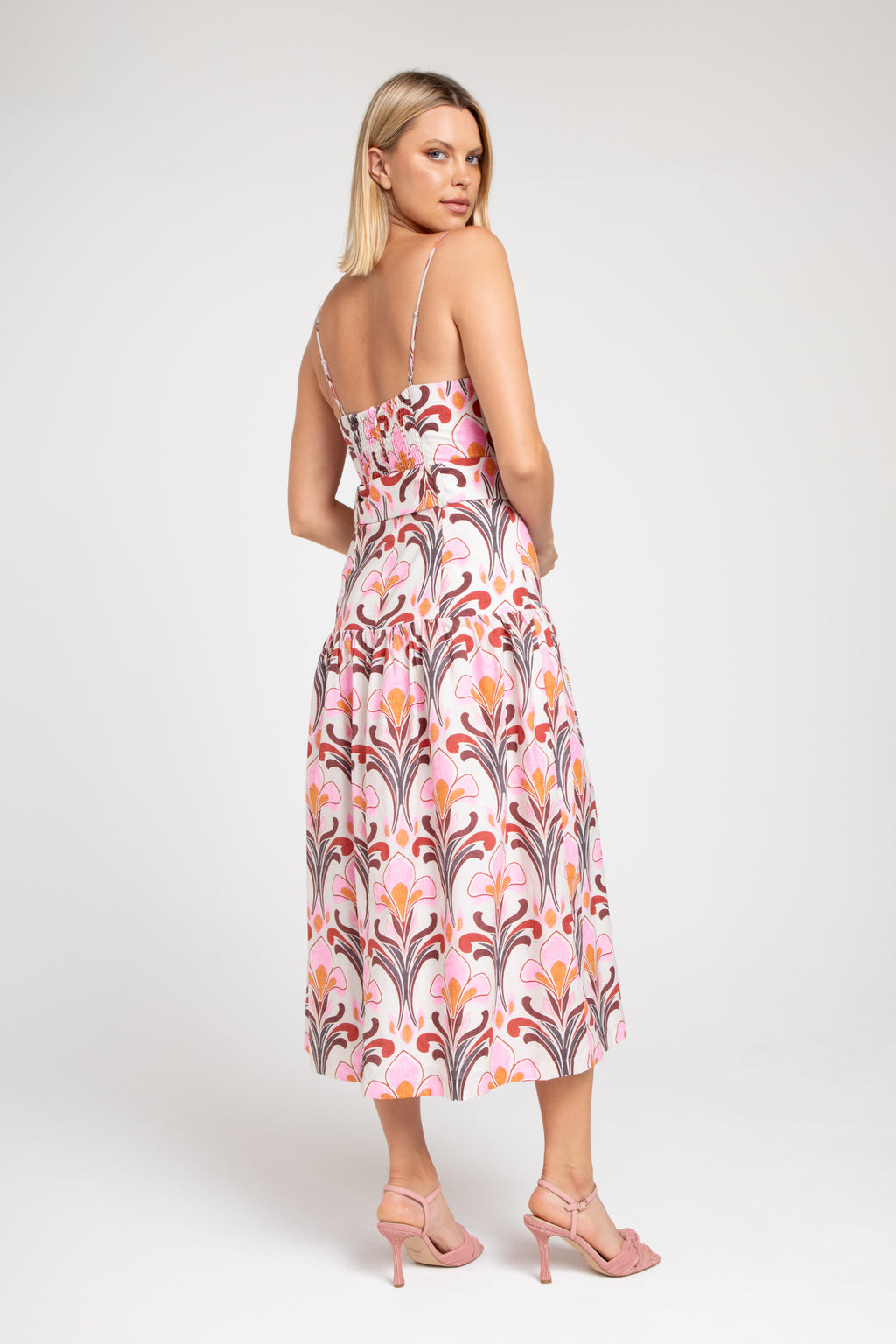 Lavender Brown Annabelle Dress in Ivory/Pink