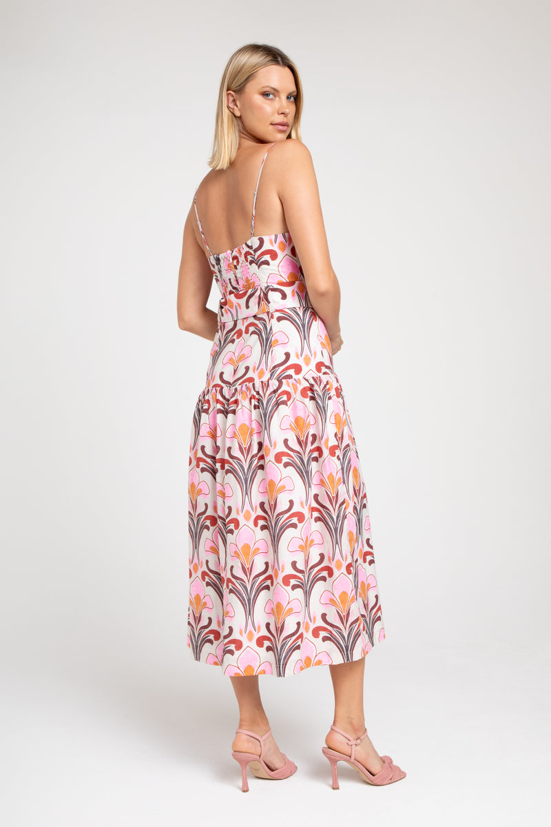 Lavender Brown Annabelle Dress in Ivory/Pink