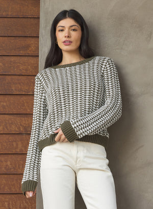 Stitches + Stripes Elsie Pullover in Thyme Combo