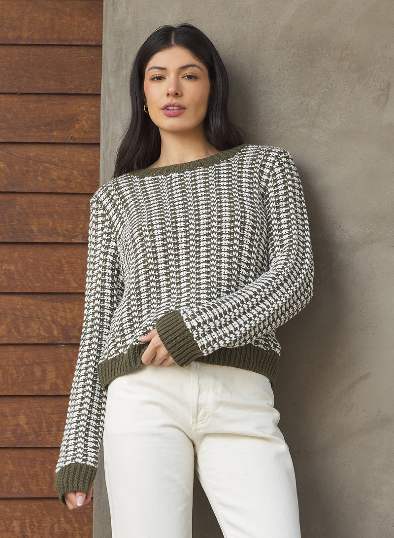 Stitches + Stripes Elsie Pullover in Thyme Combo