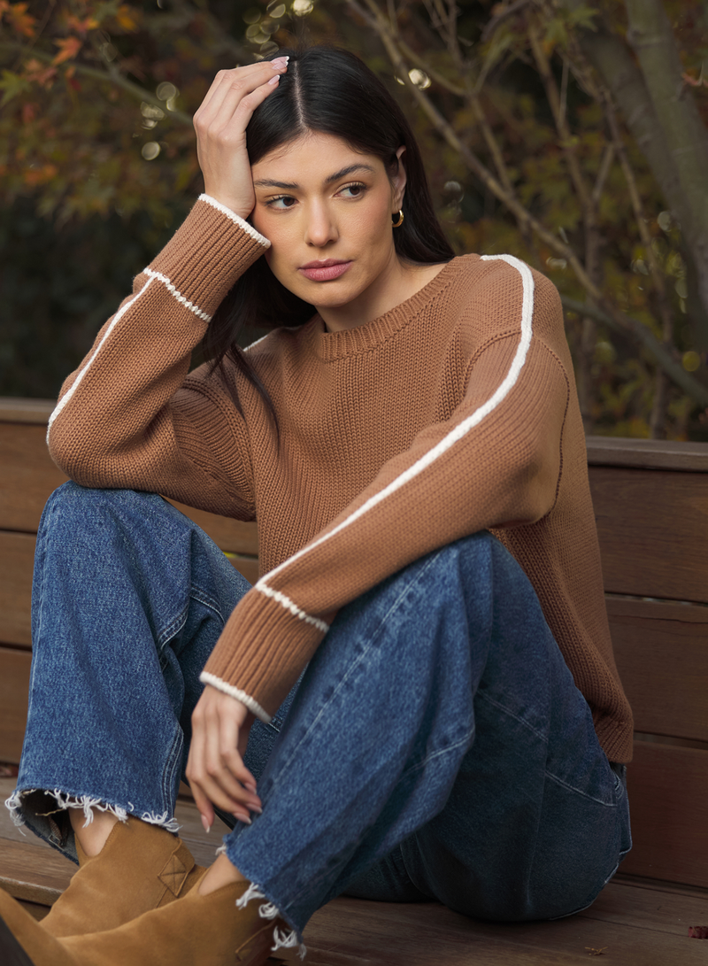 Stitches + Stripes Miro Pullover in Camel