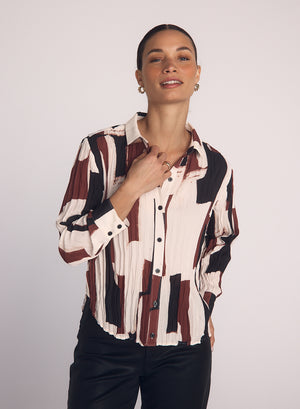 Bella Dahl Pleated Button Down in Modern Print