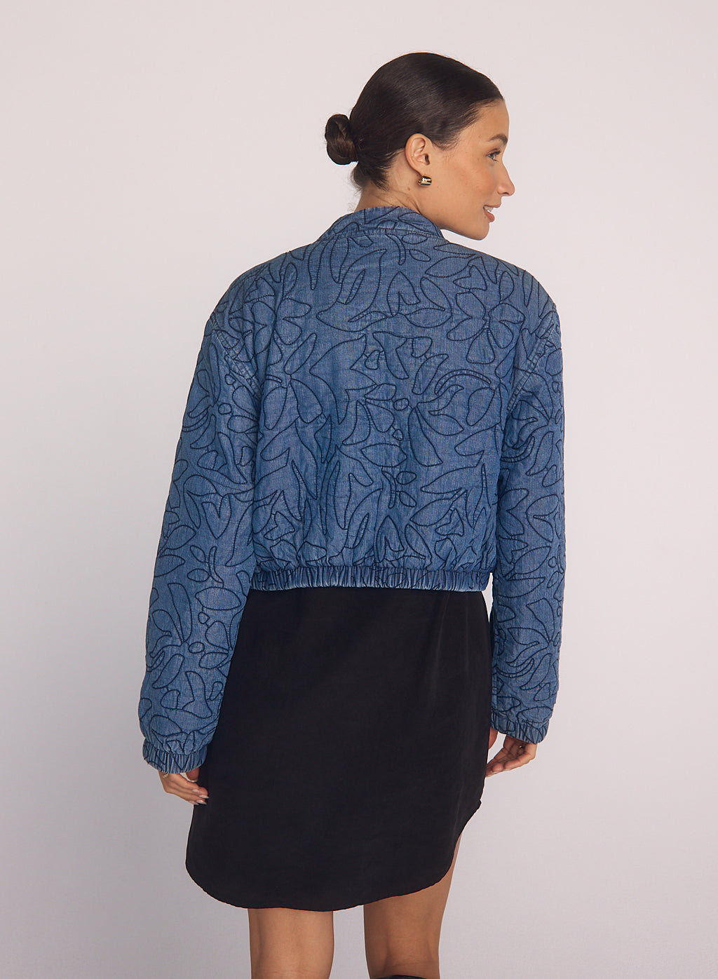 Bella Dahl Floral Cropped Jacket in Lagoon