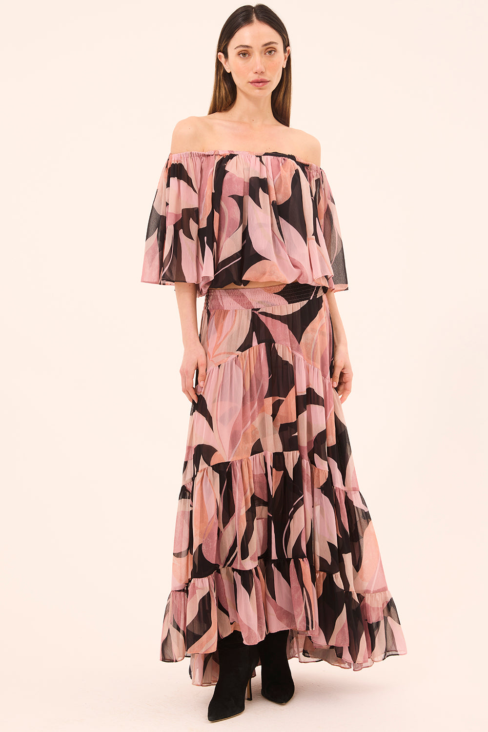 Misa Marie Skirt in Moody Abstract Floral
