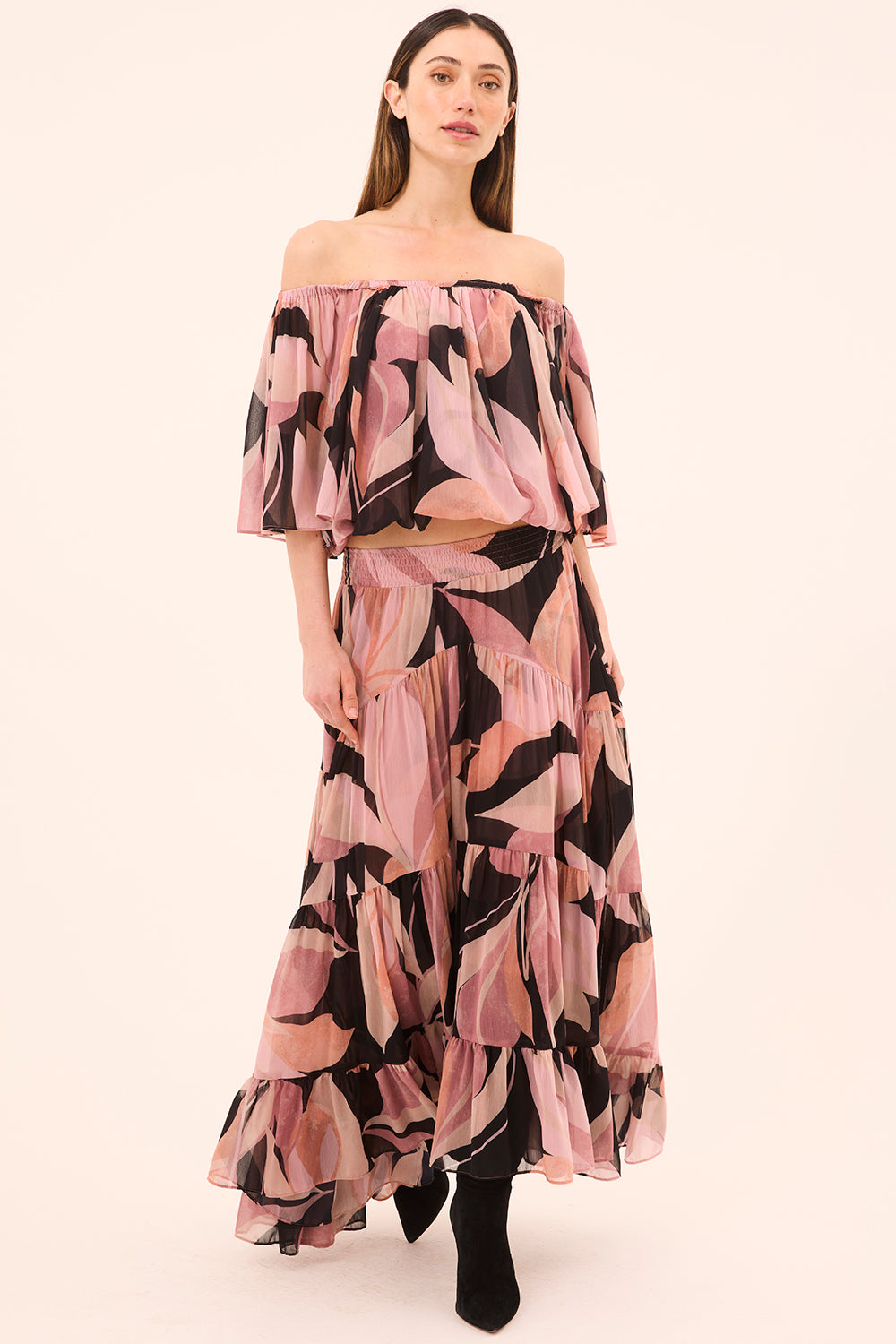 Misa Marie Skirt in Moody Abstract Floral