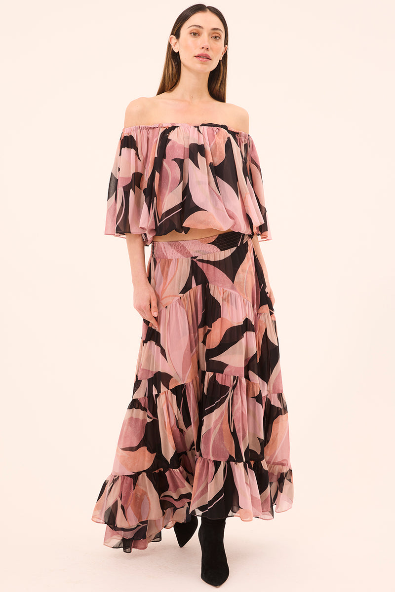 Misa Marie Skirt in Moody Abstract Floral