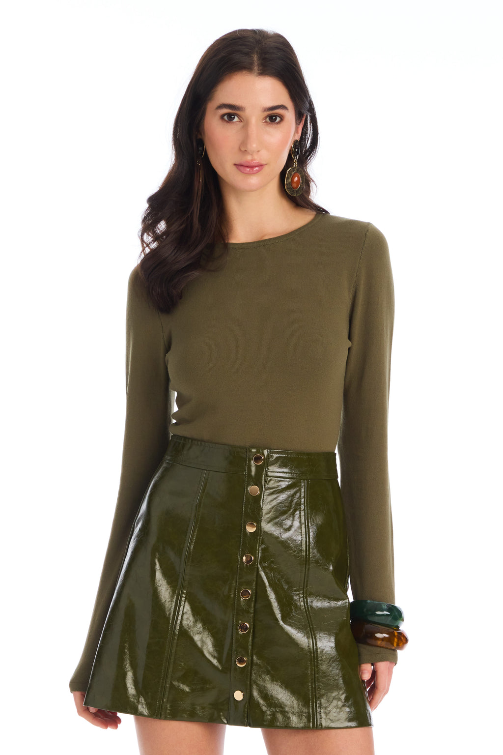 Allison Solid Rita Knit Top in Moss Green