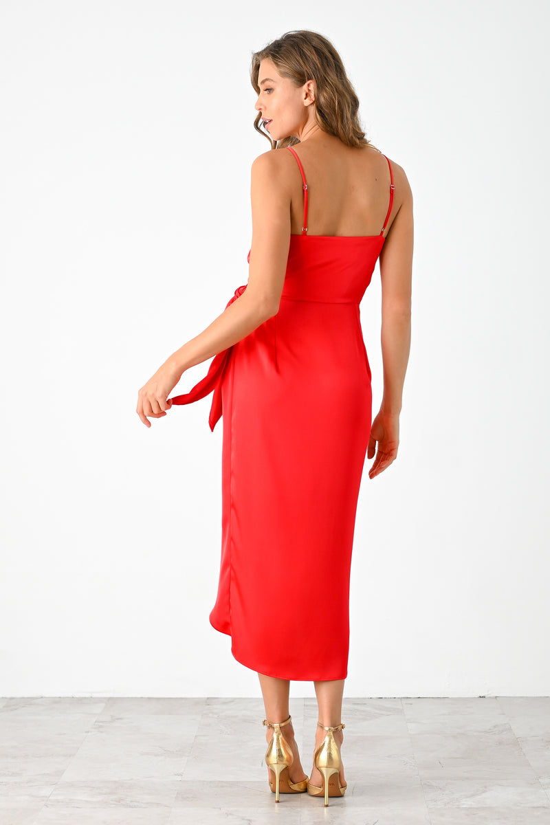 Lavender Brown Lilith Midi Dress in Bright Red M Lavender Brown Lilith Midi Dress in Bright Red M