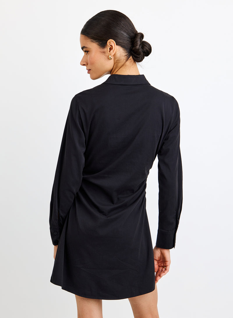 Bella Dahl Shirred Shirt Dress in Black
