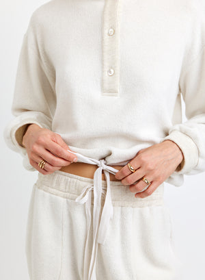 Bella Dahl Tie Waist Hoodie in Oatmeal