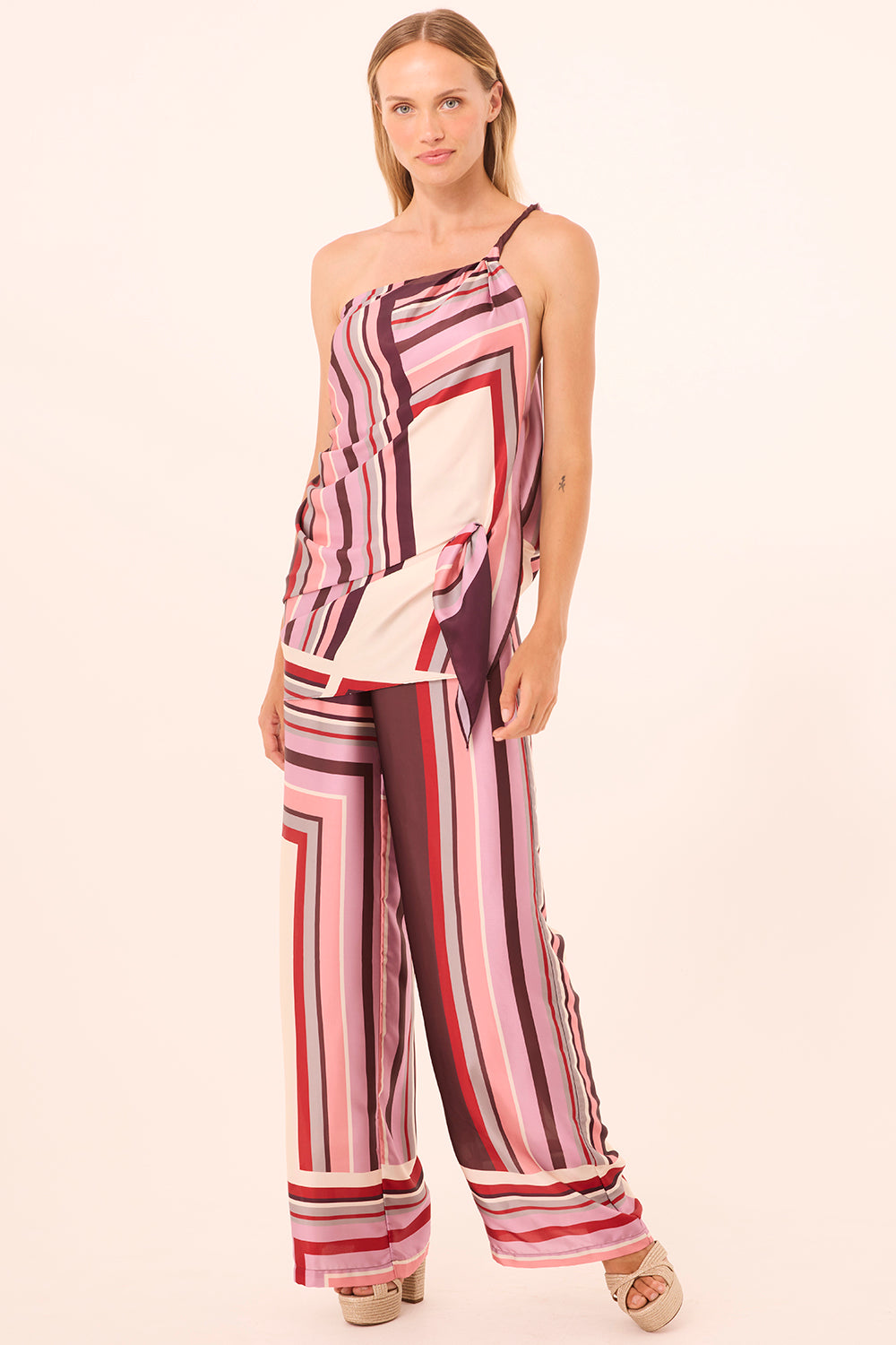 Misa Izzie Pant in Chocolate Geo Stripe