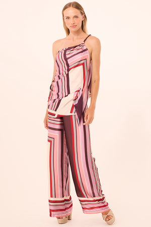 Misa Izzie Pant in Chocolate Geo Stripe