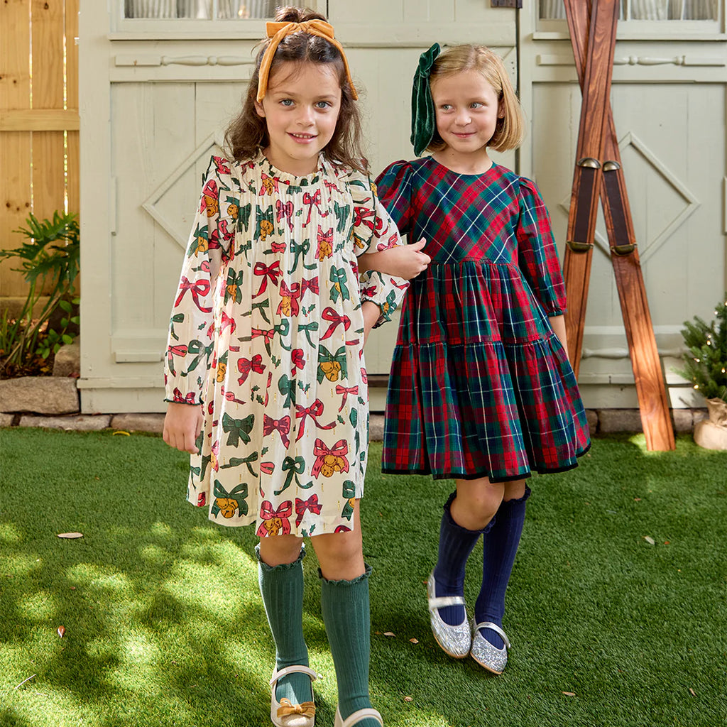 Pink Chicken Jaipur Dress in Christmas Bows and Bells