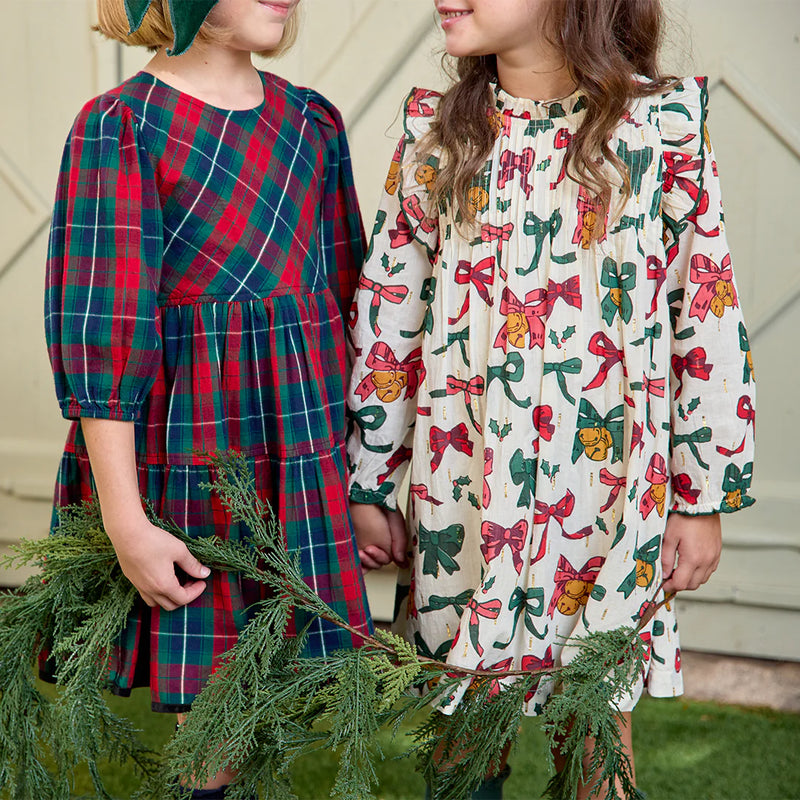 Pink Chicken Jaipur Dress in Christmas Bows and Bells