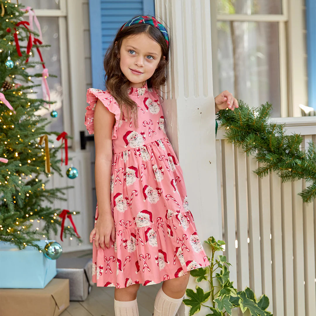Pink Chicken Jennifer Dress in Pink Candy Cane Santa 6Y Pink Chicken Jennifer Dress in Pink Candy Cane Santa 6Y