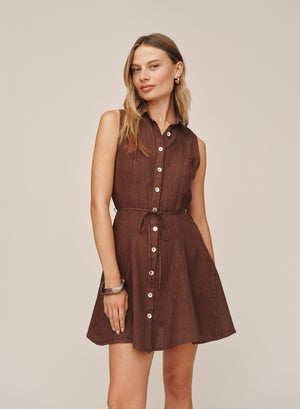 B6789-331-302 - SLEEVELESS SEAMED SHIRT DRESS