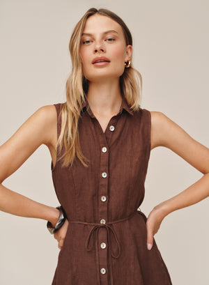 B6789-331-302 - SLEEVELESS SEAMED SHIRT DRESS