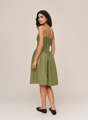 B60015-W94-302 - SMOCKED DRESS WITH BEADED STRAPS