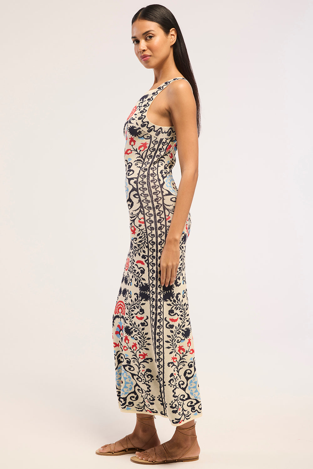 misa dress In Full Bloom / S A sleeveless shape is finished with exaggerated structured ruffle shoulders Hemline Austin | New Misa