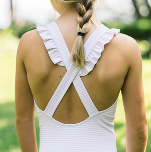 Minnow Crossover One Piece in Pink Stripe