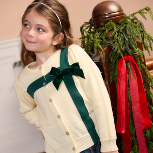 Pink Chicken Girls Constance Sweater in Cream Bow