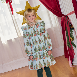 Pink Chicken Girls Harper Dress in Mint Trees and Presents