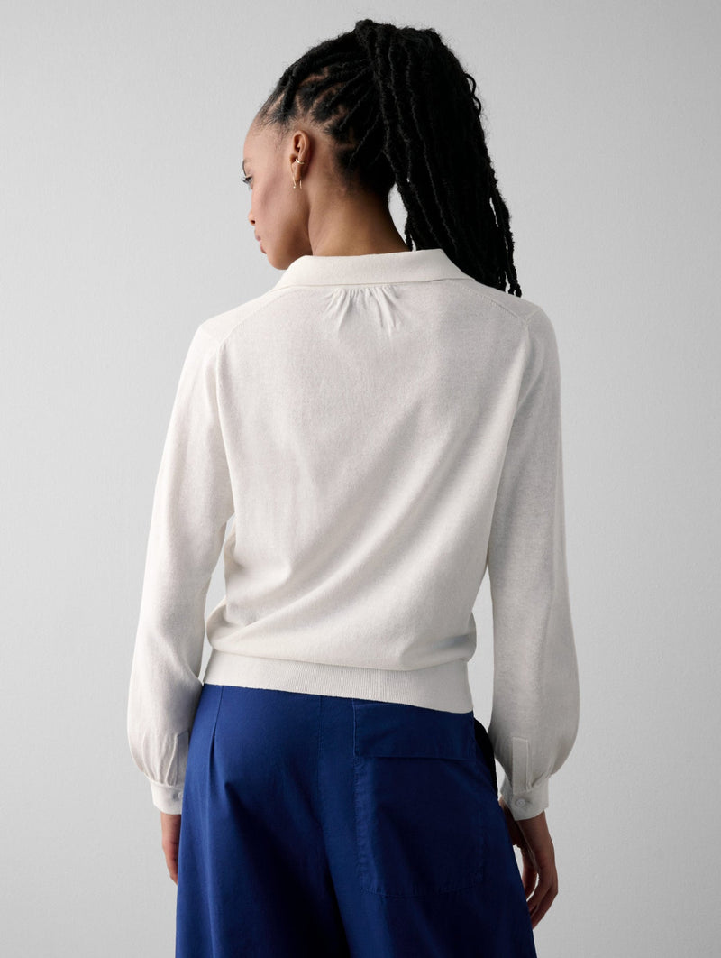 White + Warren Cotton Hemp Gauze Polo Sweater - Multiple Colors!