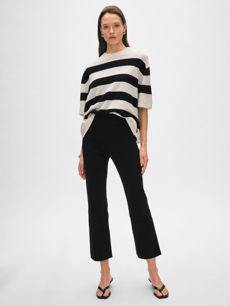 White + Warren Superfine Organic Cotton Kick Flare Pant in Black