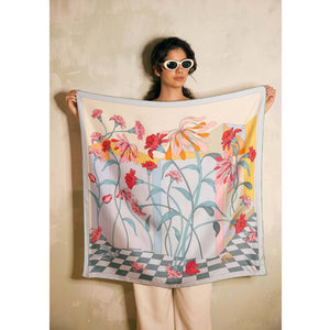 Jessie Zhao New York Double Sided Silk Scarf in Flowers Daydreams