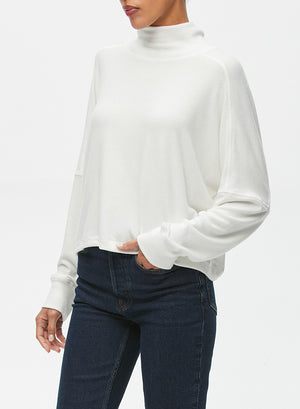 Michael Stars Frida Mock Neck Top in Chalk