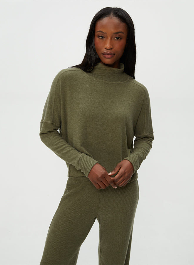 Michael Stars Frida Mock Neck Top in Topiary