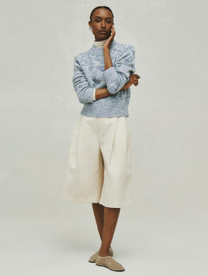 White + Warren Cashmere Air Spun Crewneck in Blue Dusk