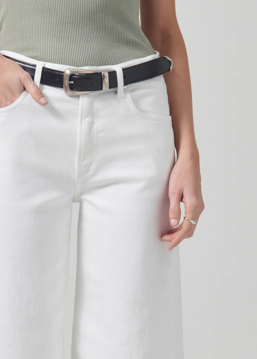 Citizens of Humanity Lyra Wide Leg Crop in White
