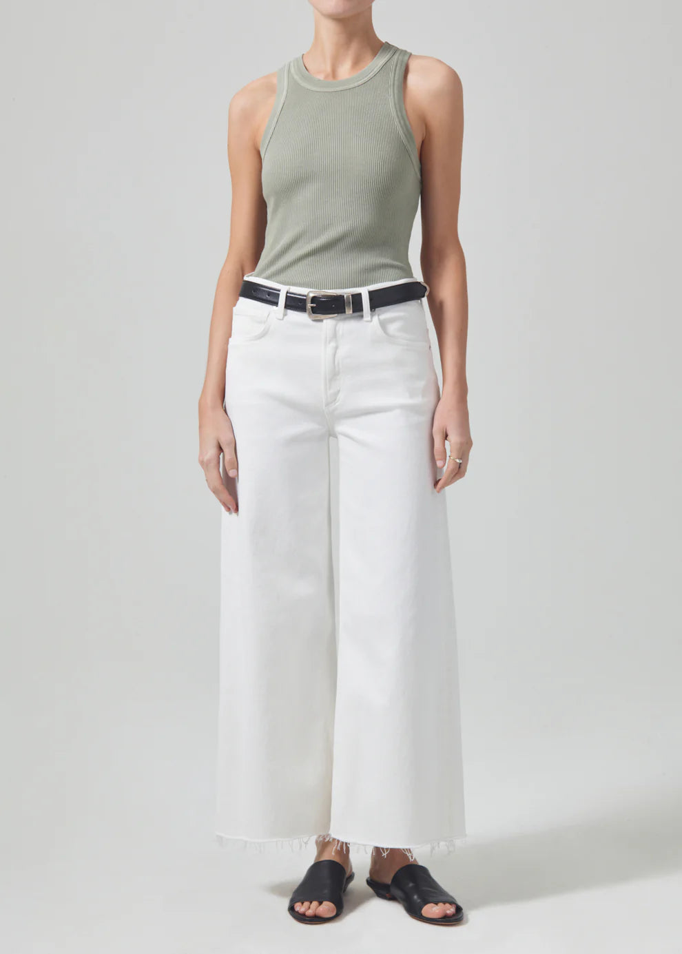 Citizens of Humanity Lyra Wide Leg Crop in White