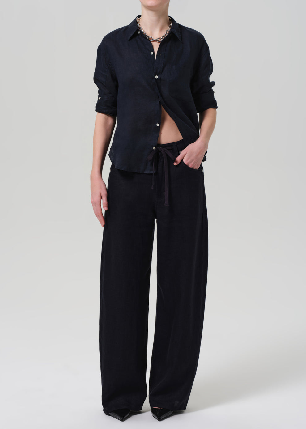 Citizens of Humanity Brynn Drawstring Trouser in True Navy Linen