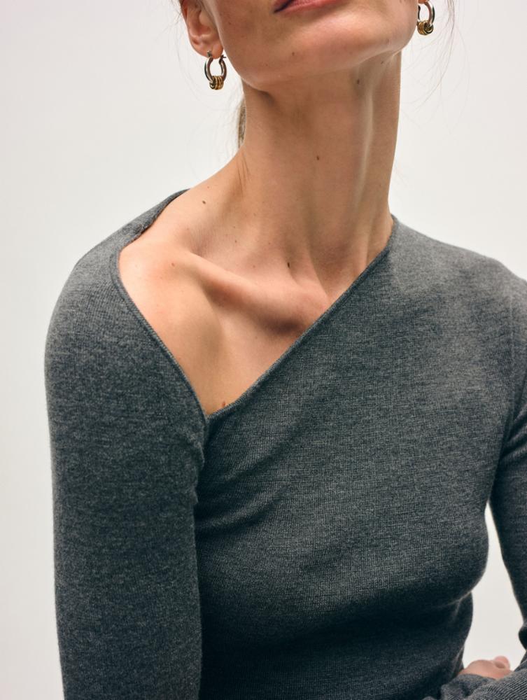 White + Warren Superfine Merino Asymmetirical Sweater