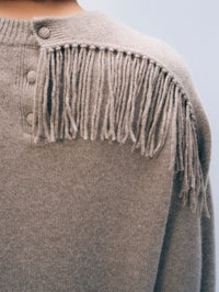 White + Warren Cashmere Blend Scarf Sweater in Misty Brown Heather