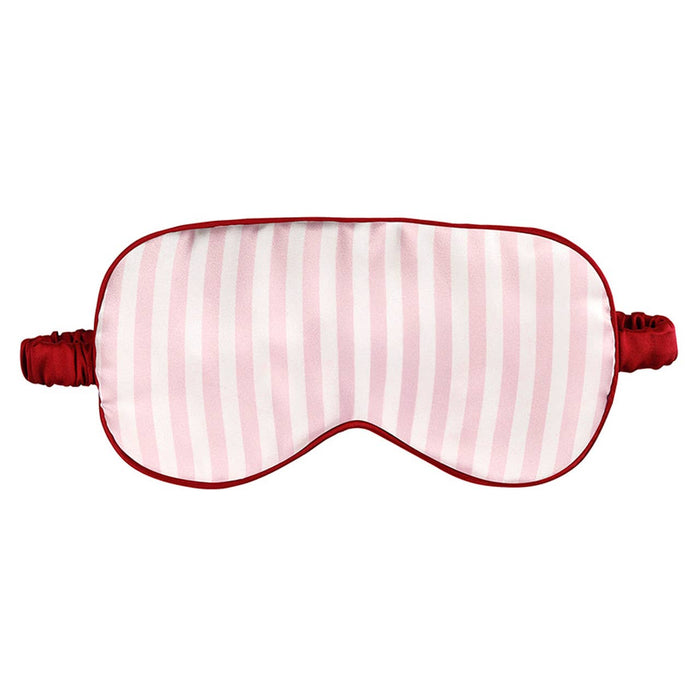 Bella Sleep Spa in Sleep Mask in Ornament in Light Pink Stripe + Burgundy