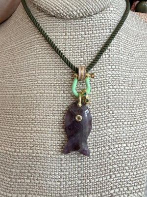 Forever Blythe Gemstone Single Fish Pendant Necklace - Assorted