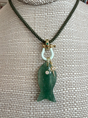 Forever Blythe Gemstone Single Fish Pendant Necklace - Assorted