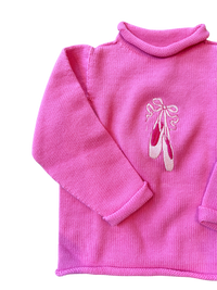 A Soft Idea Ballet Slippers Roll Neck Sweater in Hot Pink