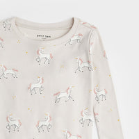Petit Lem Unicorn Print PJ Set in Creme