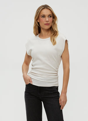 Michael Stars Joni Crew Neck Power Shoulder Top - Multiple Colors!