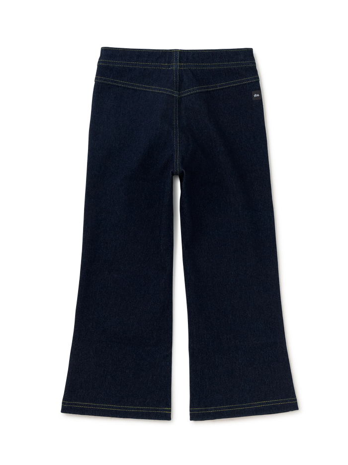 Tea Collection Denim-Like Flare Pants in Dark Wash