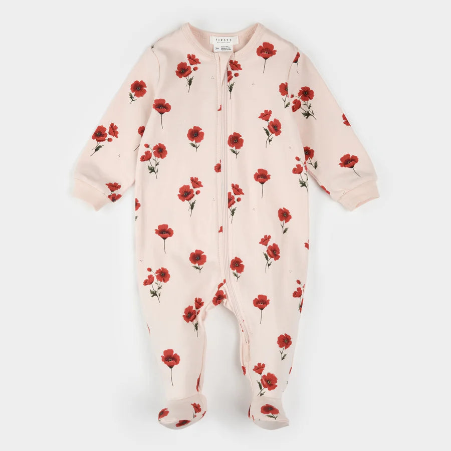 Petit Lem Footie in Poppy
