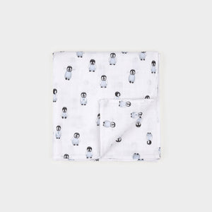 Petit Lem Muslin Swaddle in Baby Penquins