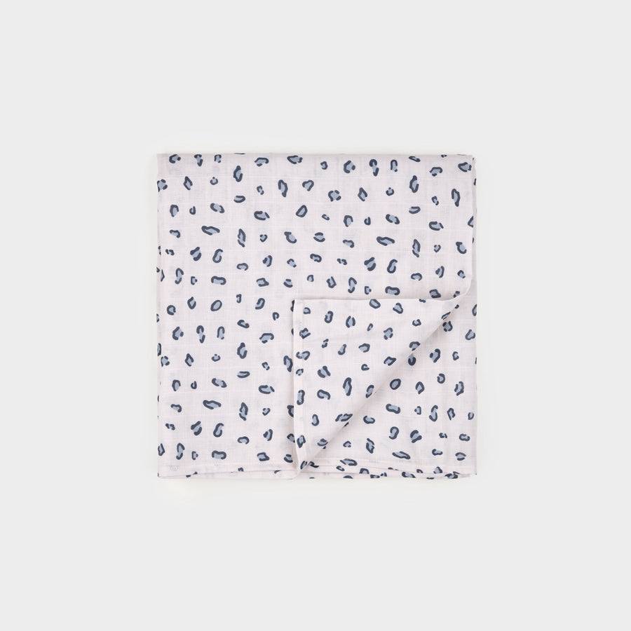 Petit Lem Muslin Swaddle in Snow Leopard